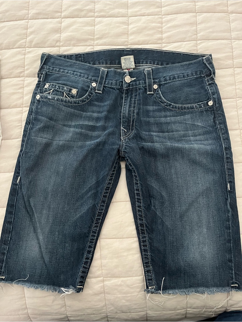 True Religion Blue Denim Jean shorts cut off - Picture 2 of 10